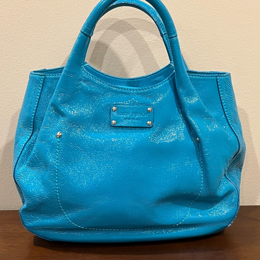 Kate Spade Blue Patent Leather Tote Handbag